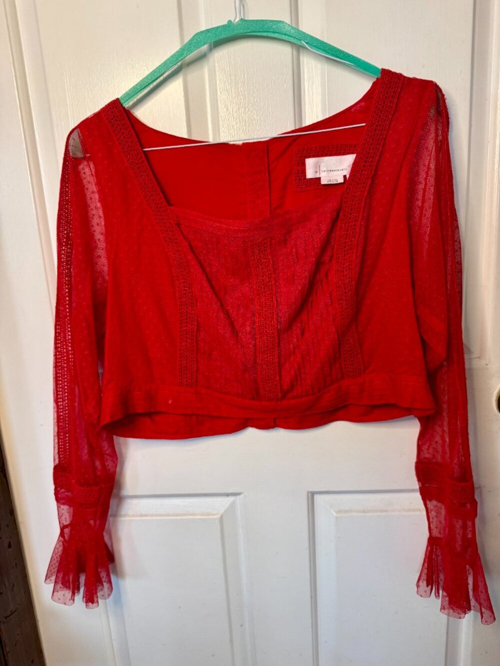 Anthropologie Dotted Red Tulle Skirt and Top Set